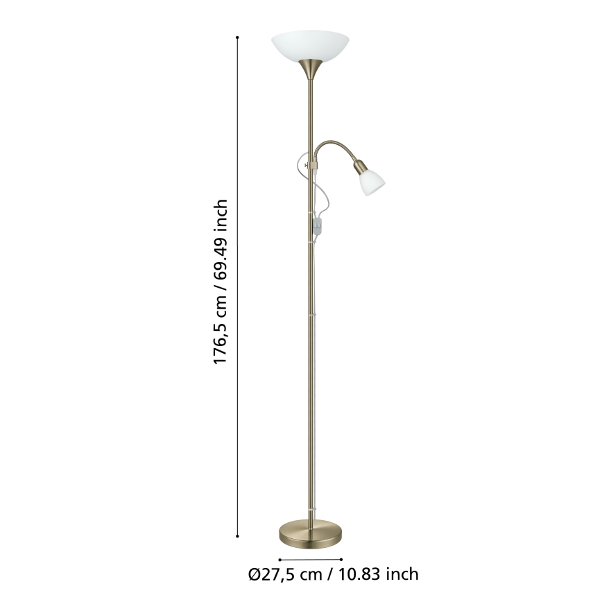 EGLO - Lampada con piedistallo 1xE27/60W + 1xE14/25W ottone