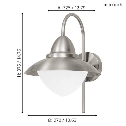 EGLO - Applique a LED da esterno 1xE27/8,5W - Lampadina IP44