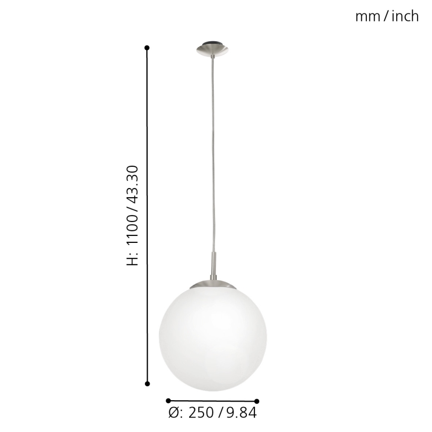 EGLO - Lampadario a sospensione con filo 1xE27/60W/230V diametro 25 cm bianco