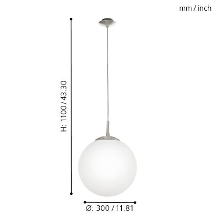 EGLO - Lampadario a sospensione con filo 1xE27/60W/230V diametro 30 cm bianco