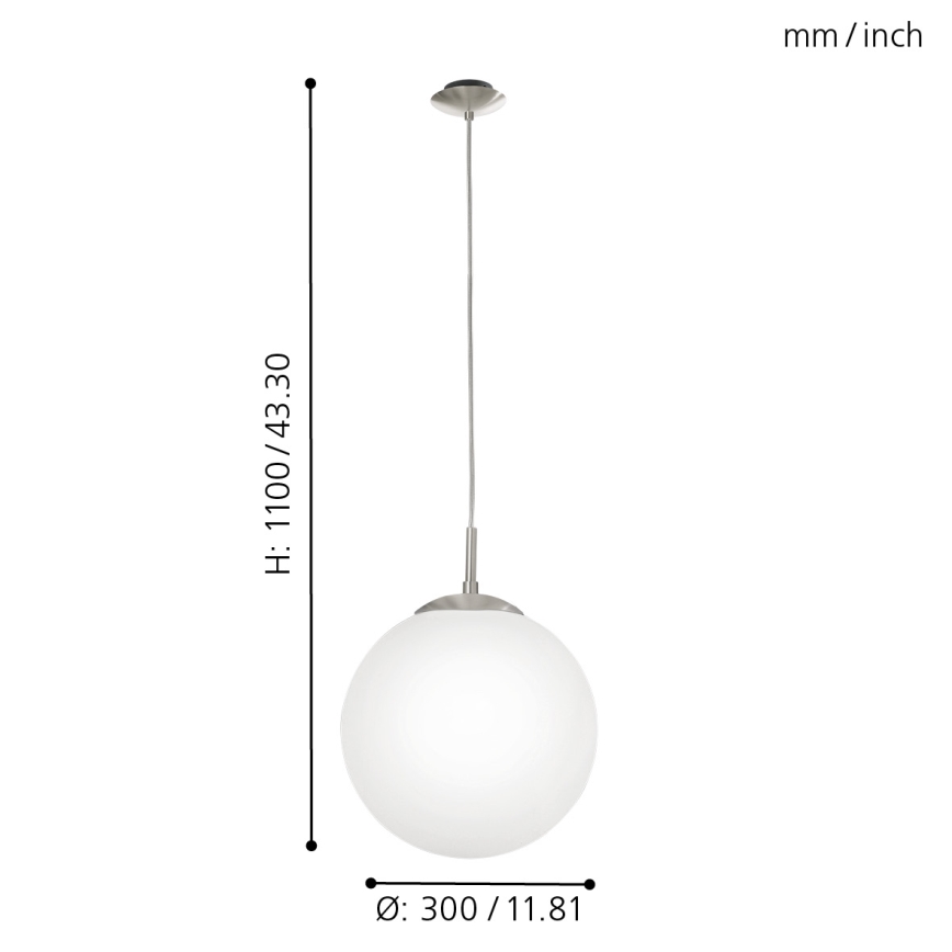 EGLO - Lampadario a sospensione con filo 1xE27/60W/230V diametro 30 cm bianco
