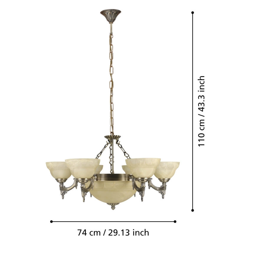 EGLO - Lampadario a sospensione con catena 9xE14/60W vetro in alabastro