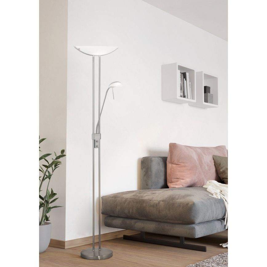 EGLO - Lampada da terra dimmerabile BAYA 1xR7s/230W+1xG9/33W cromo opaco
