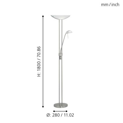 EGLO - Lampada da terra dimmerabile BAYA 1xR7s/230W+1xG9/33W cromo opaco
