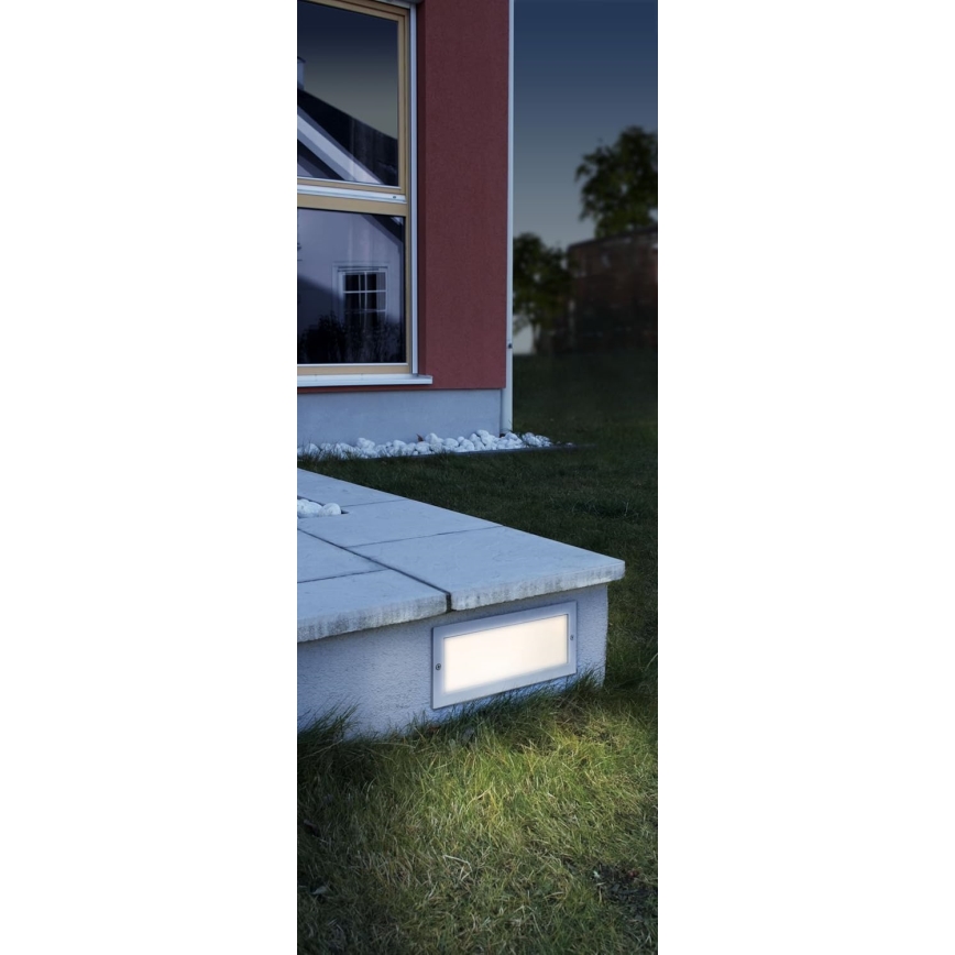 EGLO 88008 - Lampada da incasso per esterni ZIMBA 1xE27/60W argento/bianco IP44