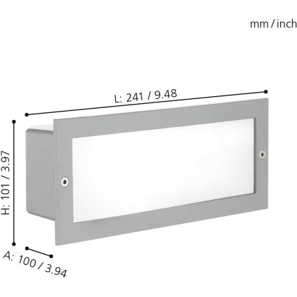 EGLO 88008 - Lampada da incasso per esterni ZIMBA 1xE27/60W argento/bianco IP44