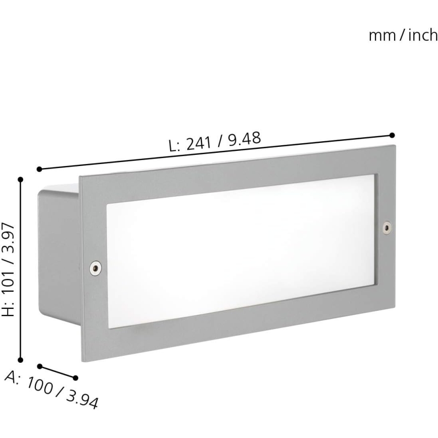 EGLO 88008 - Lampada da incasso per esterni ZIMBA 1xE27/60W argento/bianco IP44