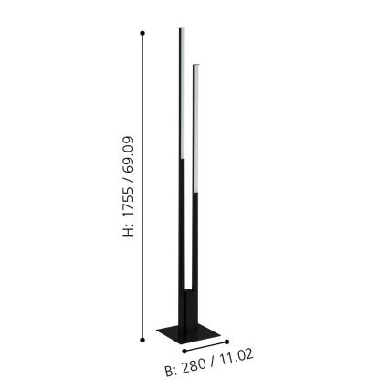 Eglo - Lampada da terra LED RGBW dimmerabile 2xLED/16W/230V nero ZigBee