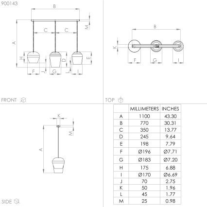 Eglo - Lampadario a sospensione con filo 3xE27/40W/230V