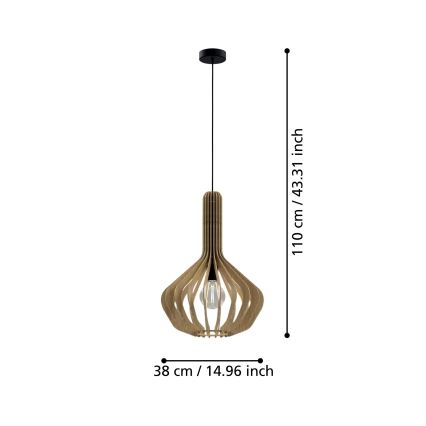 Eglo - Lampadario a sospensione con filo 1xE27/40W/230V diametro 38 cm beige