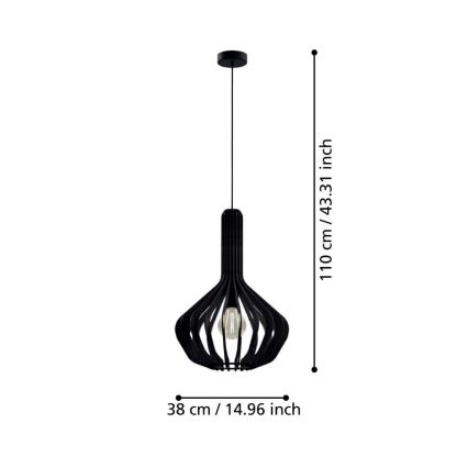 Eglo - Lampadario a sospensione con filo 1xE27/40W/230V diametro 38 cm nero