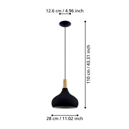 Eglo - Lampadario a sospensione con filo 1xE27/40W/230V diametro 28 cm