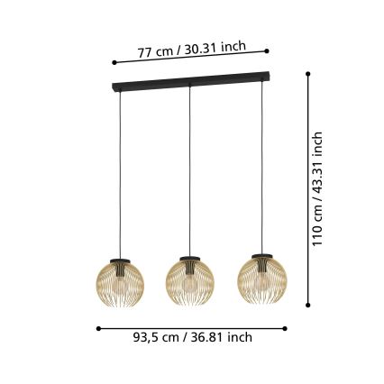 Eglo - Lampadario a sospensione con filo 3xE27/40W/230V