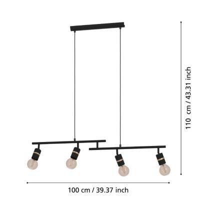 Eglo - Lampadario a sospensione con filo 4xE27/10W/230V