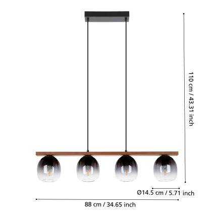 Eglo - Lampadario a sospensione con filo 4xE27/40W/230V