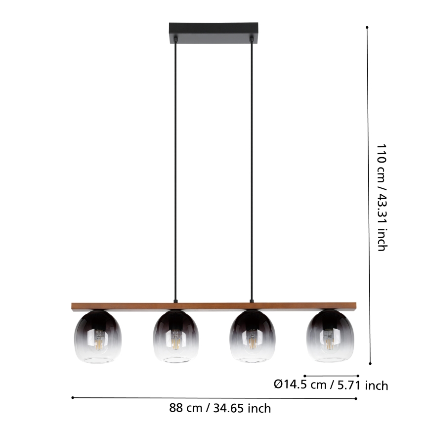 Eglo - Lampadario a sospensione con filo 4xE27/40W/230V