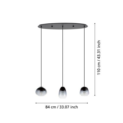 Eglo - Lampadario a sospensione con filo 3xE27/40W/230V