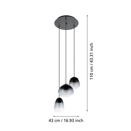 Eglo  - Lampadario a sospensione con filo 3xE27/40W/230V diametro 43 cm