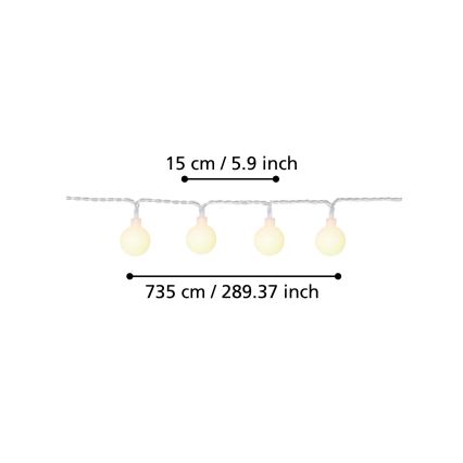 Eglo - Catena decorativa da esterno LED 50xLED/0,066W/4,5V IP44