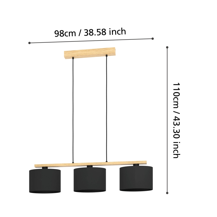 Eglo - Lampadario a sospensione con filo 3xE27/40W/230V
