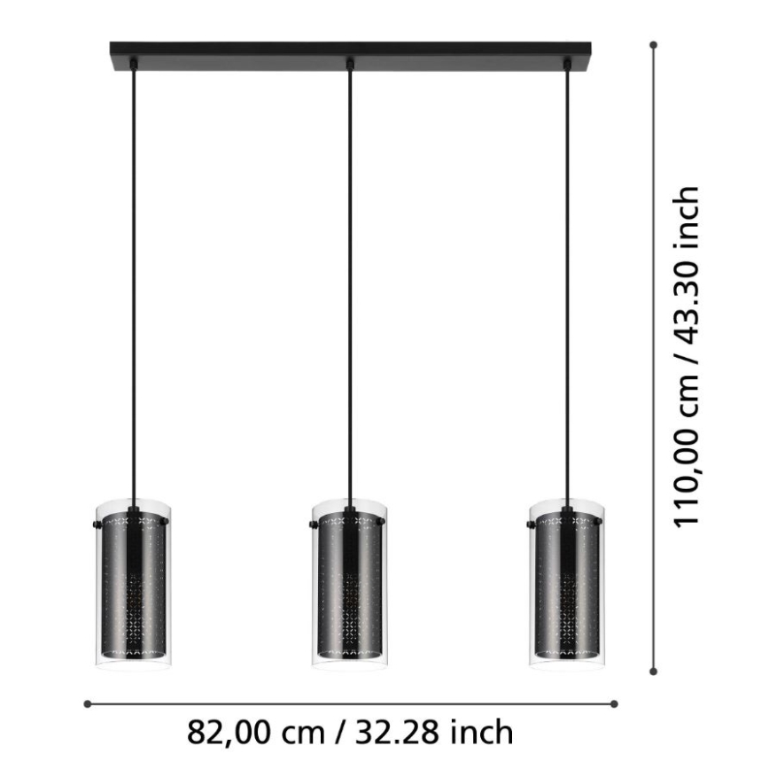 Eglo - Lampadario a sospensione con filo 3xE27/10W/230V