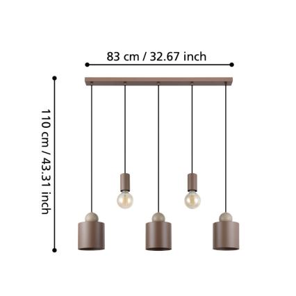 Eglo - Lampadario a sospensione con filo 5xE27/40W/230V