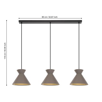 Eglo - Lampadario a sospensione con filo 3xE27/40W/230V