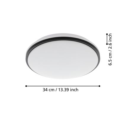 Eglo - Plafoniera LED da bagno LED/15,6W/230V IP44 nero