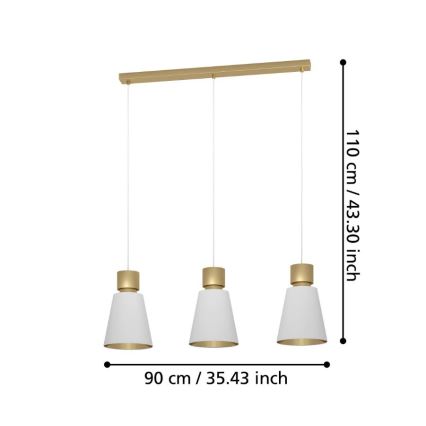 Eglo - Lampadario a sospensione con filo 3xE27/40W/230V