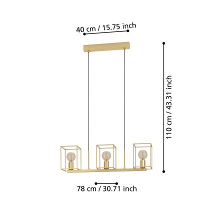 Eglo - Lampadario a sospensione con filo 3xE27/40W/230V