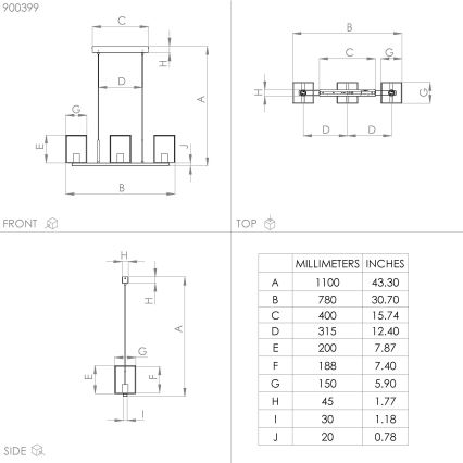 Eglo - Lampadario a sospensione con filo 3xE27/40W/230V