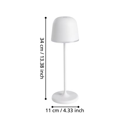 Eglo - Lampada da esterno ricaricabile dimmerabile LED/2,2W/5V 1800 mAh grigio IP54