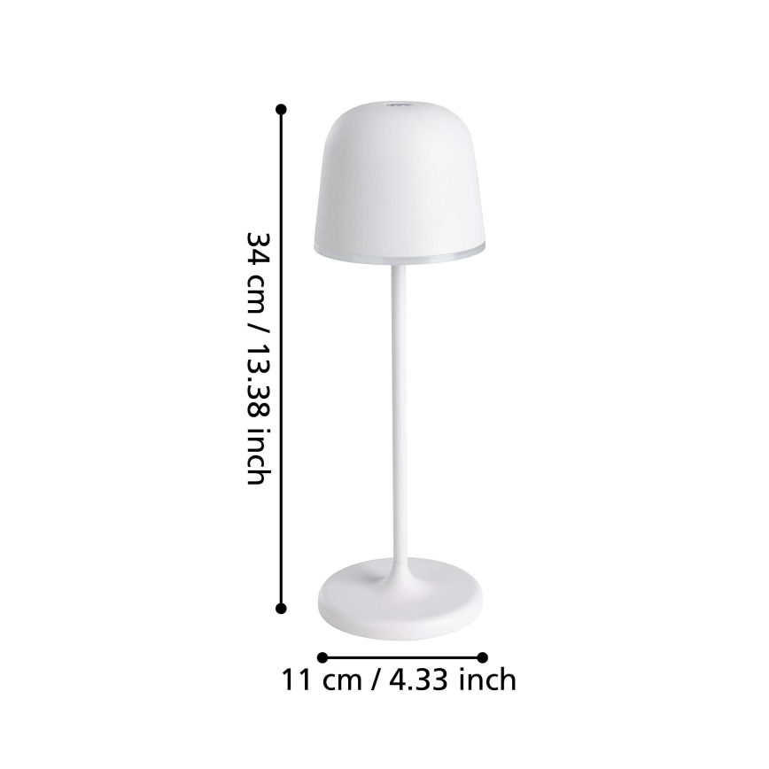 Eglo - Lampada da esterno ricaricabile dimmerabile LED/2,2W/5V 1800 mAh grigio IP54