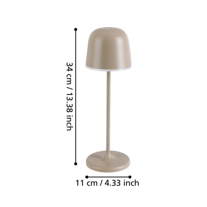 Eglo - LED Dimmerabile per esterni ricaricabile lampada LED/2,2W/5V 1800 mAh beige IP54