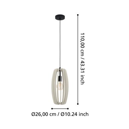 Eglo - Lampadario a sospensione con filo 1xE27/40W/230V panna