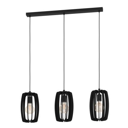 Eglo - Lampadario a sospensione con filo 3xE27/40W/230V nero