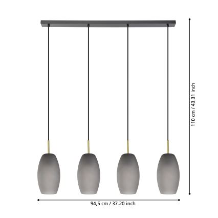 Eglo - Lampadario a sospensione con filo 4xE27/40W/230V