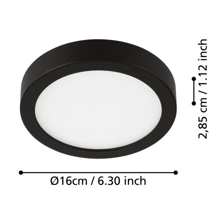 Eglo - Plafoniera da bagno LED/11W/230V IP44 nera Ø 16 cm