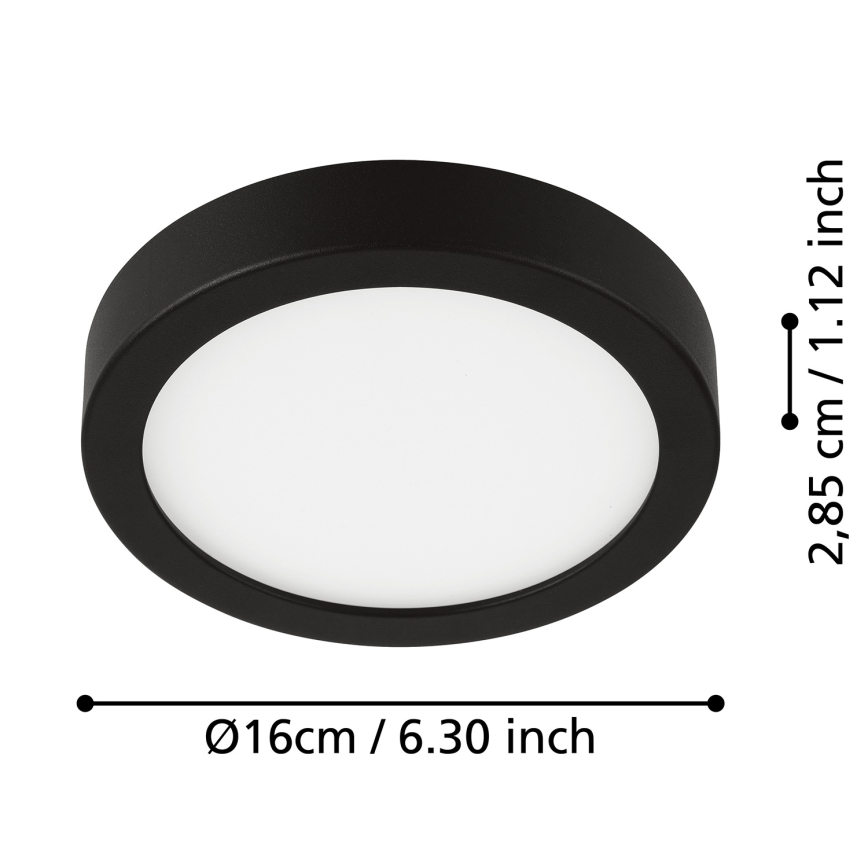 Eglo - Plafoniera da bagno LED/11W/230V IP44 nera Ø 16 cm