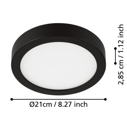 Eglo - Plafoniera da bagno a LED/17W/230V IP44 nera 21x21 cm