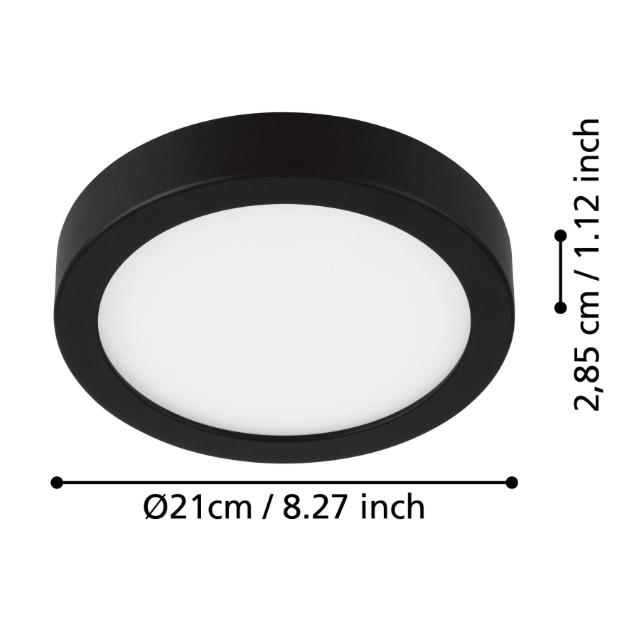 Eglo - Plafoniera da bagno a LED/17W/230V IP44 nera 21x21 cm