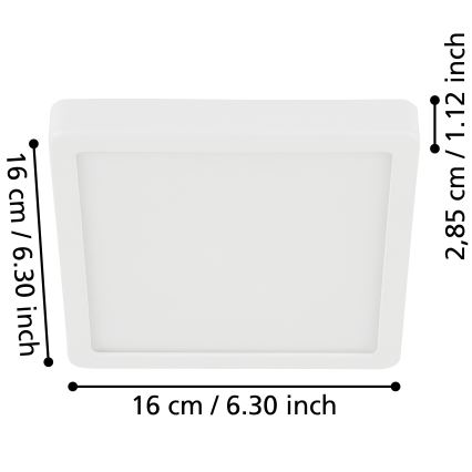 Eglo - LED Plafoniera da bagno LED/11W/230V IP44 bianco 16x16 cm
