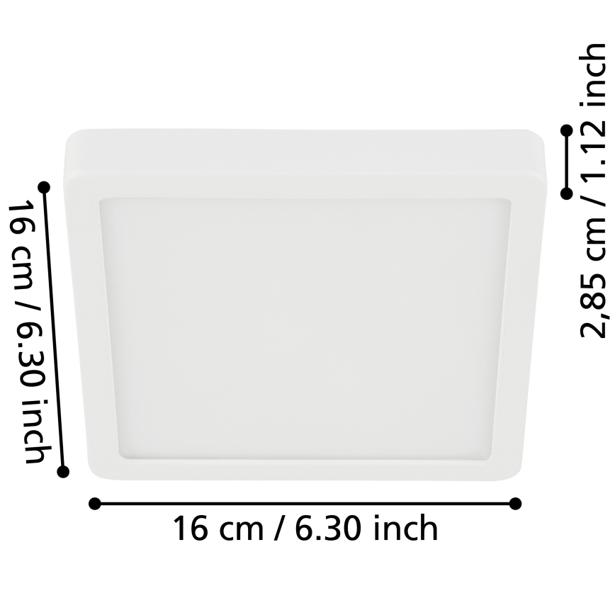 Eglo - LED Plafoniera da bagno LED/11W/230V IP44 bianco 16x16 cm