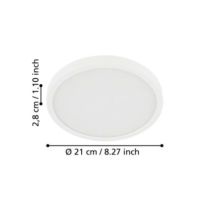 Eglo - Plafoniera da bagno LED 17W/230V, bianca, IP44, Ø 21 cm
