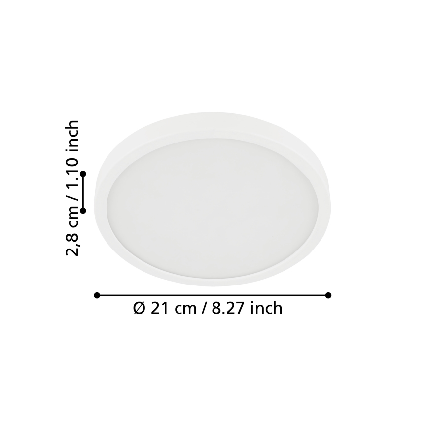 Eglo - Plafoniera da bagno LED 17W/230V, bianca, IP44, Ø 21 cm