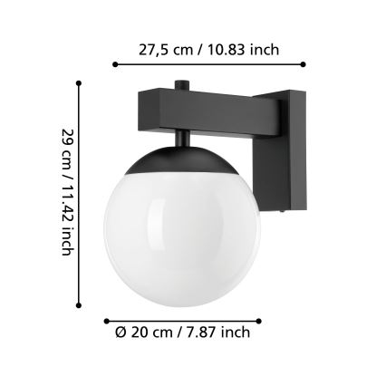 Eglo - Applique da esterno 1xE27/40W/230V nero IP44