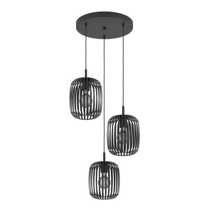 Eglo - Lampadario a sospensione con filo 3xE27/40W/230V nero