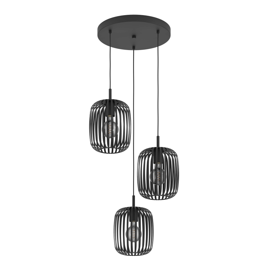 Eglo - Lampadario a sospensione con filo 3xE27/40W/230V nero