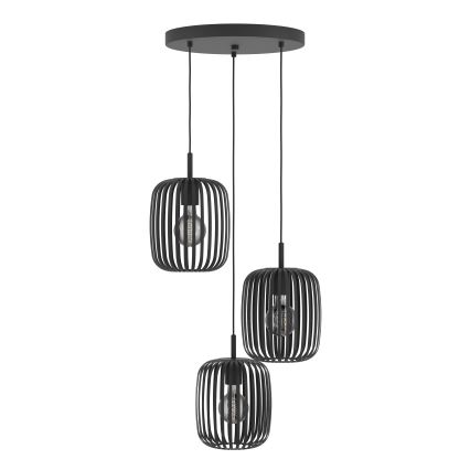 Eglo - Lampadario a sospensione con filo 3xE27/40W/230V nero
