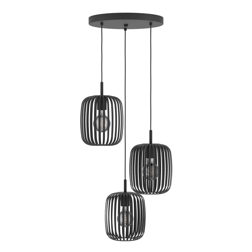 Eglo - Lampadario a sospensione con filo 3xE27/40W/230V nero